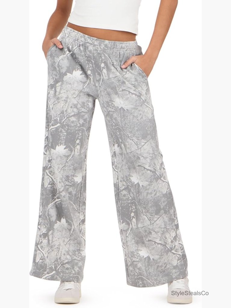 Extra Wide Leg Fleece Joggers, Soft Sweatpants, Adjustable Drawstring Waist